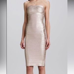 Herve Leger - Strapless Bandage Dress, Rose Gold
